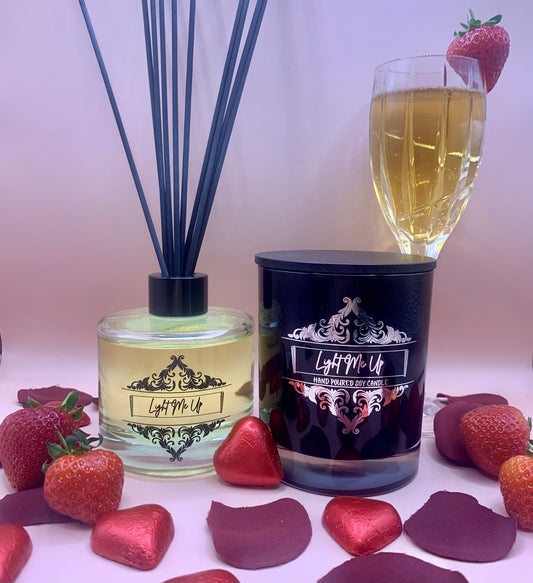 Champagne & Strawberries - Reed Diffuser & Candle Bundle